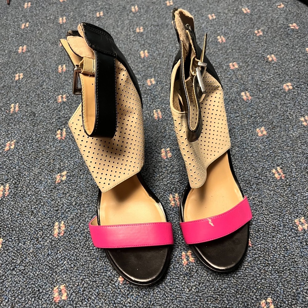 Juicy 8.5M Colorblock 4" Pumps High Heels Y2K Stilettos Breathable Ankle Strap